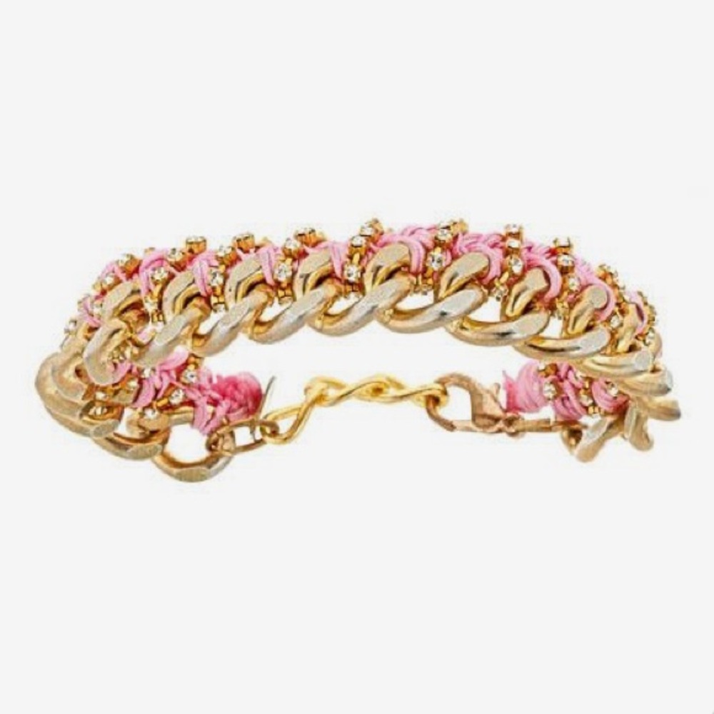 NEW Handmade Pink Silk Cotton Stone Chain Bracelet